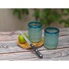 Dos Sueños Mexican Hand Blown Tumblers - Aqua Spiral - 10oz - Set of 2 - 2 of 3