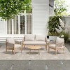 Christopher Knight Home Zill Modern 4 Piece Patio Acacia Wood Woven Rope Seating Set with Slatted Coffee Table - 2 of 4