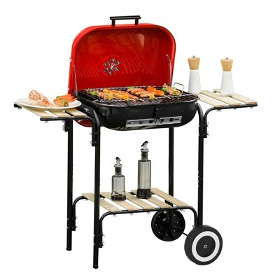 Outsunny 38" Steel Porcelain Portable Outdoor Charcoal Barbecue Grill