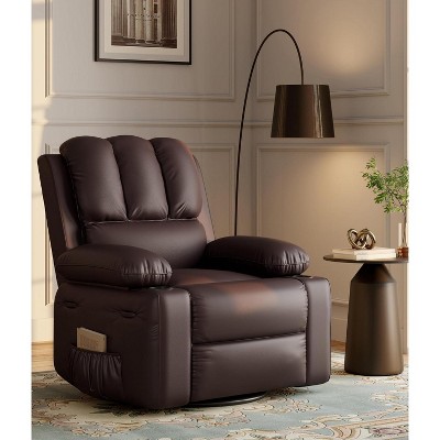 Recliner Chair, 360° Manual Rocker Swivel Recliner for Adults, with Side Pockets and Cup Holders, for Living Room, Bedroom