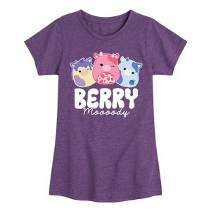 Girls' - Squishmallows - Berry Moooody Fitted Short Sleeve Graphic T-Shirt - 1 of 4