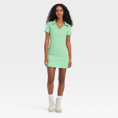 Women's St. Patrick's Day Lucky Icons Short Sleeve Graphic Polo Dress - Green