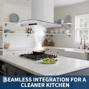Acekool 30" Wall Mount Range Hood with 450 CFM, 3-Speed, Ducted/Ductless Convertible, Gesture & Touch Control, LED Lights, Stainless Steel - 1 of 4