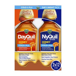 Vicks DayQuil & NyQuil Severe Cold & Flu Medicine Liquid - Honey - 24 fl oz - 1 of 4