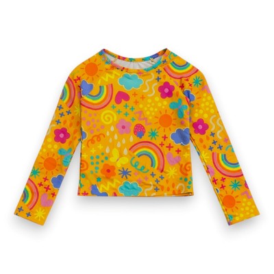 YMI Big Girls' 2-Piece Rashguard & Bikini Swim Set, Orange/Summer Fun Print, 7/8 — фото 2