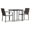 vidaXL 3 Piece Patio Dining Set with Cushions Poly Rattan and Steel - 2 of 4