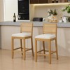 ISOKEYS Rattan-Back Bar Stool -  Set of 2 Full Solid Wood, Matte Linen Cushion with High-Resilience Foam & S-Springs for Kitchen - 3 of 4