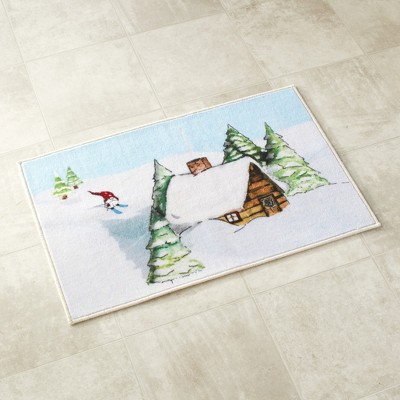 Lakeside Winter Holiday Bathroom Gnome Rug with Nonslip Backing for Stability