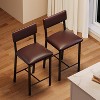 Bar Stools Set of 2, 25" Counter Height PU Leather Barstools with Backrest & Footrest, Tall Armless Bar Chairs for Dining Room - 4 of 4