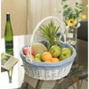 Vintiquewise White Round Willow Gift Basket, with Gingham Liner and Handle - image 3 of 4