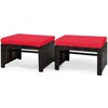 Tangkula 2 PCS Outdoor Wicker Ottoman Patio Rattan Furniture Metal Footrest Seat Square Footstool with Cushion - 4 of 4