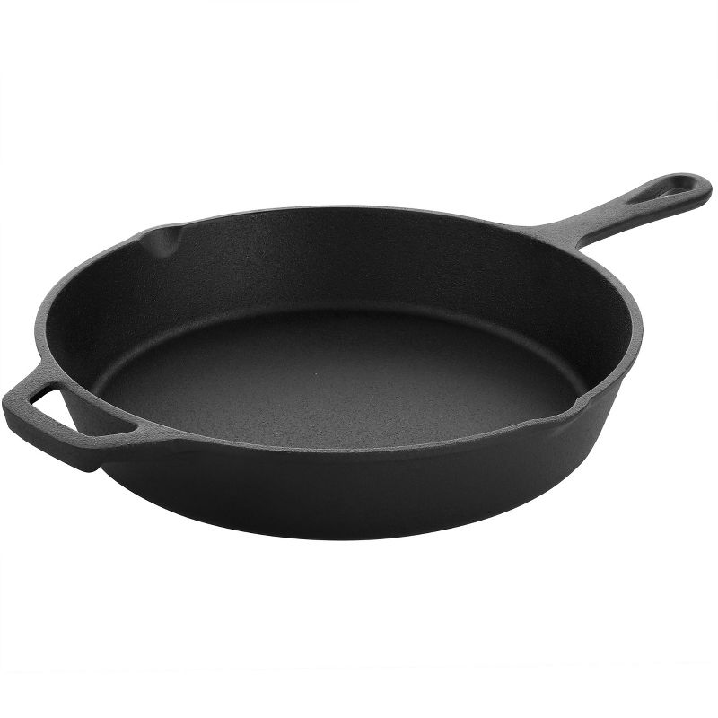 MegaChef Round Preseasoned Cast Iron Frying Pan with Handle in Black, 1 of 7