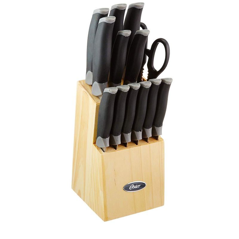 Oster Lingbergh 14 Piece Stainless Steel Cutlery Knife Set with Pine Wood Block, 3 of 8