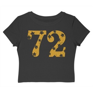 Rerun Island Women's Stars 72 Short Sleeve Graphic Cotton Baby Tee - Caviar 3X - 1 of 4
