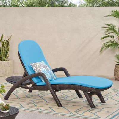 3D Wicker-Like Plastic Patio Chaise Lounge with Cushion, Weather-Resistant, Patio Recliner, Ergonomic Outdoor Accent Chairs -Christopher Knight Home