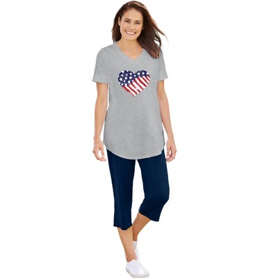 Woman Within Plus Size Two-Piece V-Neck Tunic & Capri Set
