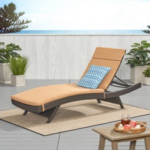 Salem Brown Wicker Adjustable Chaise Lounge - Caramel - Christopher Knight Home: UV & Weather-Resistant, Iron Frame, No Assembly Required - 1 of 3