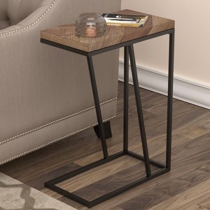 Syemin End Tables C-Shaped End Table, Small Side Table for Couch, Sofa Table with Metal Frame, Nightstand, Slide Couch Table, Brown, 10"*18"*25" - 1 of 4