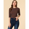 INSPIRE CHIC Women's Elbow Sleeves Boat Slim Fit Casual Stripe Animal Print Multi Floral Pattern T-Shirt - 3 of 4