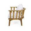 Christopher Knight Home Polmer Outdoor Acacia Wood and Iron 3 Piece Club Chair Chat Set with Cushions - 4 of 4