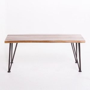 ACEPANO 43 in. W Modern Industrial-Style Coffee Table with Rosewood Top & Iron Legs-Brown - 1 of 4