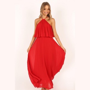 Petal and Pup Gia Pleated Halterneck Maxi Dress - 1 of 4