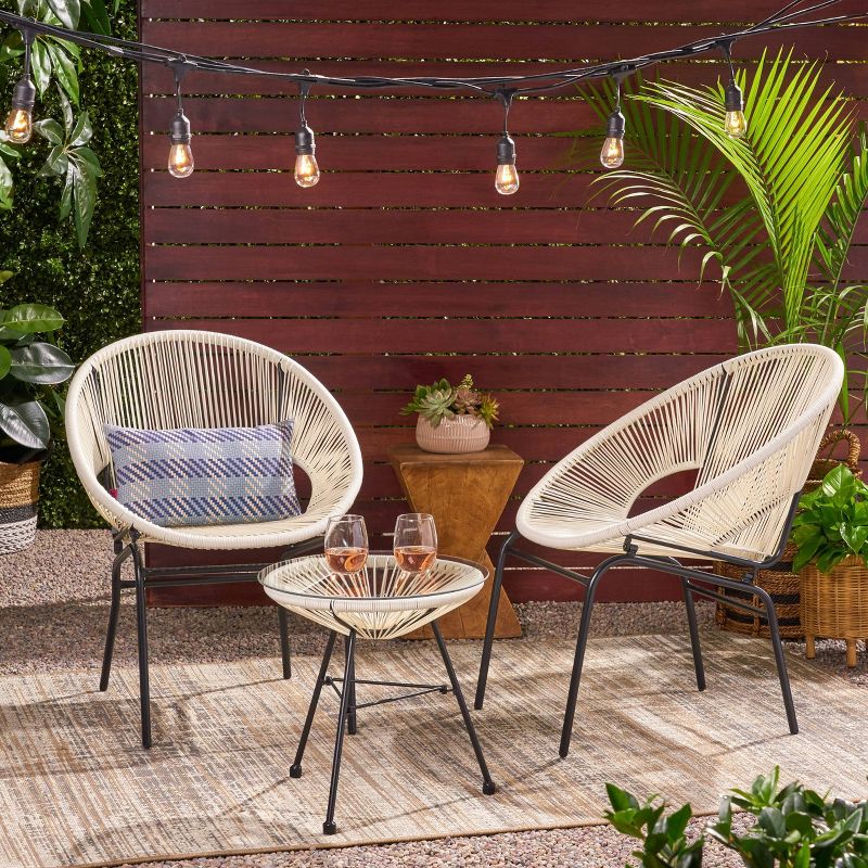 Nusa 3pc Faux Rattan Chat Set - Christopher Knight Home, 3 of 10