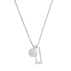 SHINE by Sterling Forever Open Rectangle & Circle Pendant Necklace - silver - 1 of 3