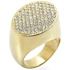 Slickblue Stunning Gold Brass Ring with Clear Crystal Stones - Gold Plated, Pave Rhinestone Design for Women, Size 5-10 - 1 of 4