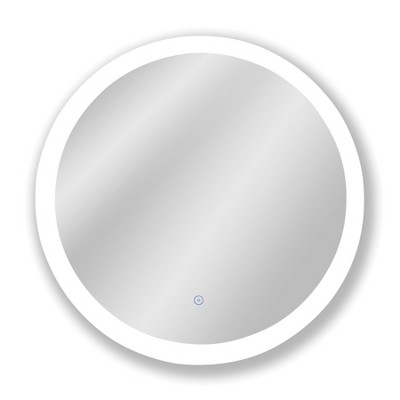 22"x22" Premium Lumen Single Round Frameless Wall Mirror with Dimmable LED and Anti Fog Glass - Tosca