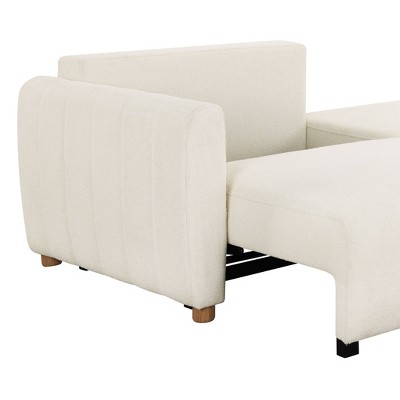 Ivory Boucle Tufted Queen Convertible Sleeper Sofa