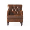Tufted Diamond Stitch Club Chair with Nailhead Trim, Turned Birch Wood Legs and Contemporary Comfortable Design - 2 of 4