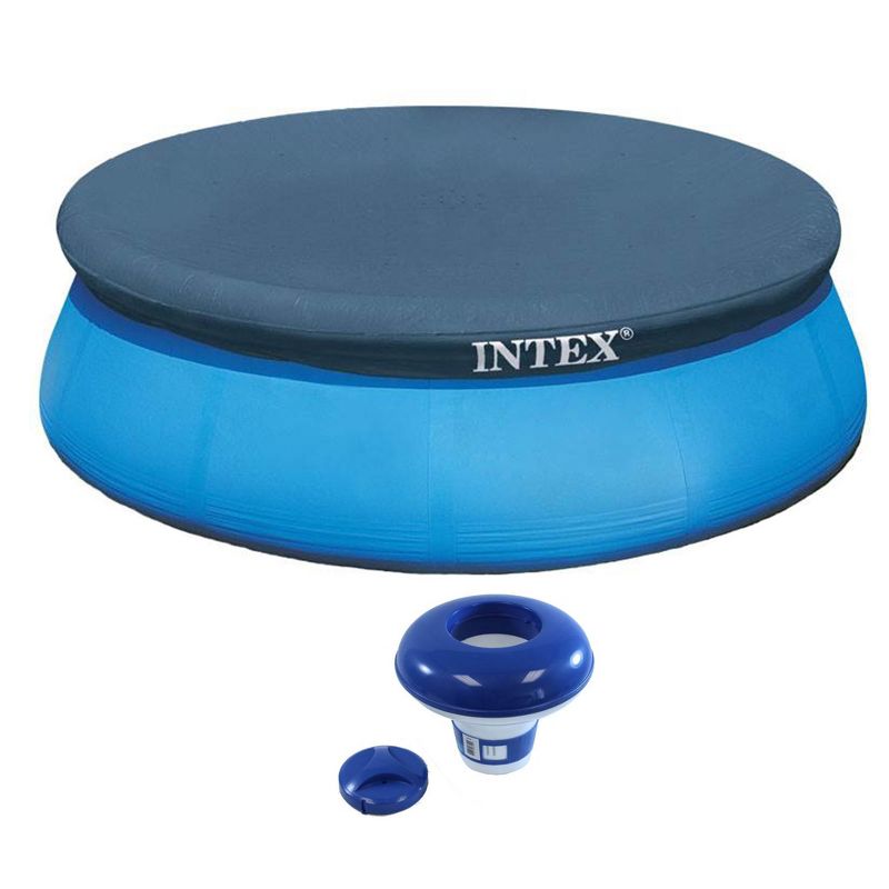 Intex 15 Foot Easy Set Swimming Pool Debris Cover & Floating Chlorine Dispenser, 1 of 7