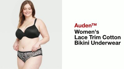 Women's Heart Print Lace Trim Cotton Bikini Underwear - Auden™ Red