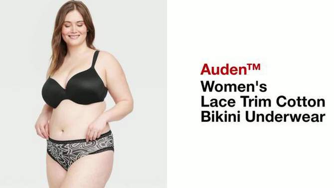Women's Lace Trim Cotton Bikini Underwear - Auden™, 2 of 4, play video