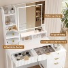 Jojoka Vanity Desk with LED Mirror, Makeup Table with 3 Lighting Modes, 5 Drawers, Movable Side Cabinet & Stool - 3 of 4