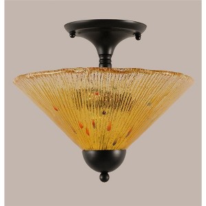 Toltec Lighting Any 2 - Light Flush Mount in  Matte Black with 12" Gold Champagne Crystal Shade - 1 of 1