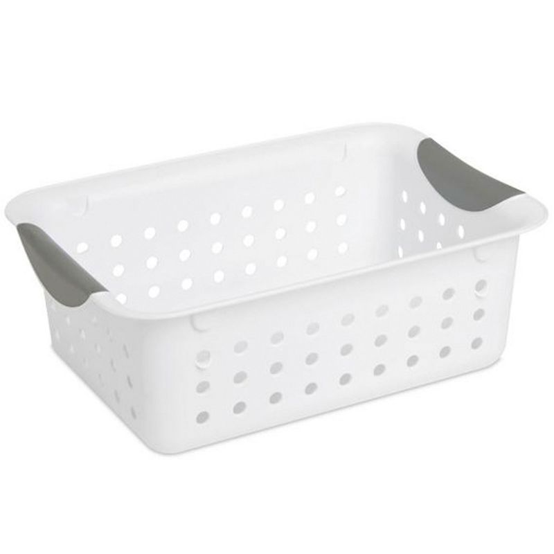 Sterilite White Small Ultra Basket Durable Plastic Storage Totes Bins for with Titanium Inserts for Home Organization, 3 of 8