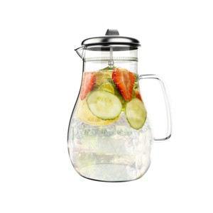 Glass Pitcher-64oz. Carafe with Stainless Steel Filter Lid- Heat Resistant to 300F-For Water, Coffee, Tea, Punch, Lemonade and More by Classic Cuisine - 1 of 4