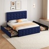Whizmax Bed Frame with 4 Storage Drawers and Headboard, Velvet Upholstered Platform Bed Frame with Wooden Slats Support, Button Tufted Design, Blue - 4 of 4