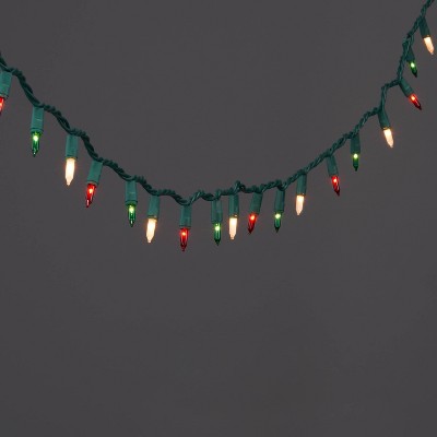 100ct Incandescent Smooth Mini Christmas String Lights Red/Green/White with Green Wire - Wondershop™