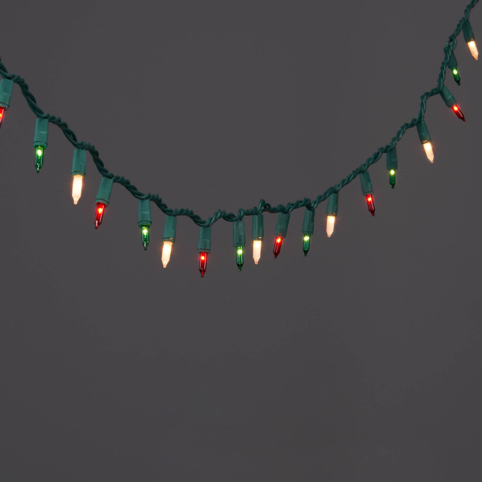 100ct Incandescent Smooth Mini Christmas String Lights Red/Green/White with Green Wire - Wondershop™