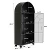 65.3" Arched Metal Storage Cabinet with Tempered Glass Doors, Industrial Iron Frame, 4 Shelves, Elegant Display for Kitchen or Living Room-Cuddlewood - 4 of 4