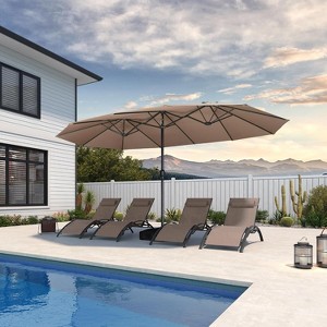 PURPLE LEAF 15ft Patio Market Umbrella and Base Double-Sided Rectangle Outdoor Table Sun Umbrellas with Crank - 1 of 1