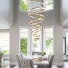 BAOURE 8-Rings D35.4’’ Modern LED Chandelier Black Dimmable High Ceiling Chandeliers Foyer with Remote Control for Staircase Entryway Living Room - 3 of 4