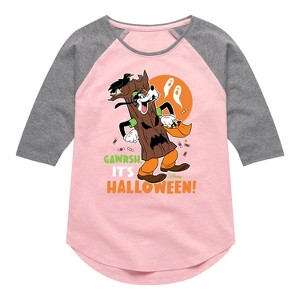 Girls' - Disney - Gawrsh It's Halloween Shirt Tail Raglan Graphic T-shirt - 1 of 3
