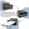 57.9" Linen Pull Out Loveseat Sofa Bed with Twin Size Memory Mattress and Two USB Ports - 3 of 4