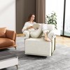 KWPZQEB 360¡ã Swivel Accent Chair, Modern Square Swivel Barrel Chairs with Pillow, Upholstered Sofa Arm Chairs for Bedroom, Reading, Office - 3 of 4