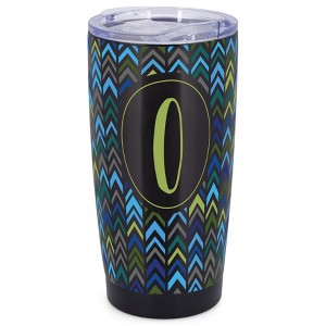 Elanze Designs O Monogram Herringbone Arrows Wrap-Around Design 20 Ounce Stainless Steel On-The-Go Coffee Mug, Thermal Travel Tumbler with Leak - 1 of 4