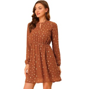 INSPIRE CHIC Women's Choker V Neck Vintage Flared Gilding Metallic Shiny Star A-Line Dress - 1 of 4